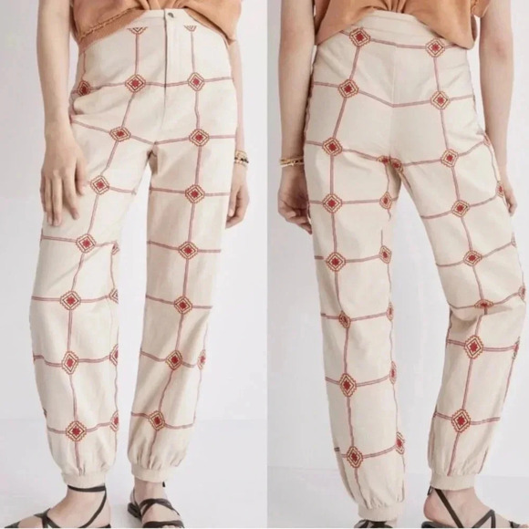 Anthropologie Pants - Anthropologie Seen Worn Kept Lattice Embroidered Jogger Liam Cream size Small
